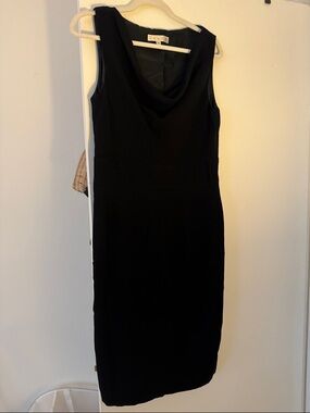 Zelda Black Sleeveless Cowl Neck Sheath Dress